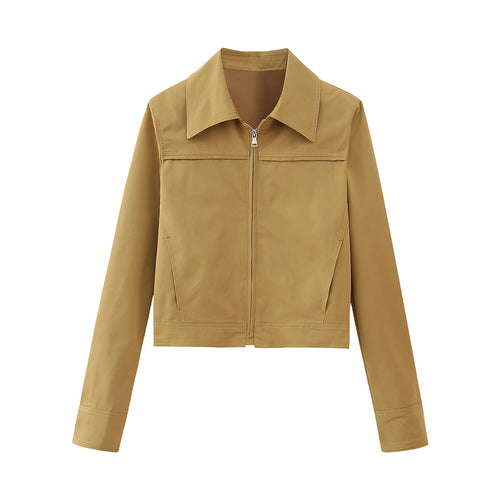 Damen Cropped Blousonjacke mit breitem Hemdkragen und verdecktem Reißverschluss Shop Nory