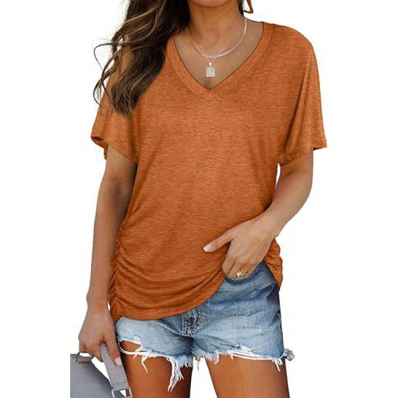 Damen V-Ausschnitt T-Shirt Aus Weichem Single Jersey