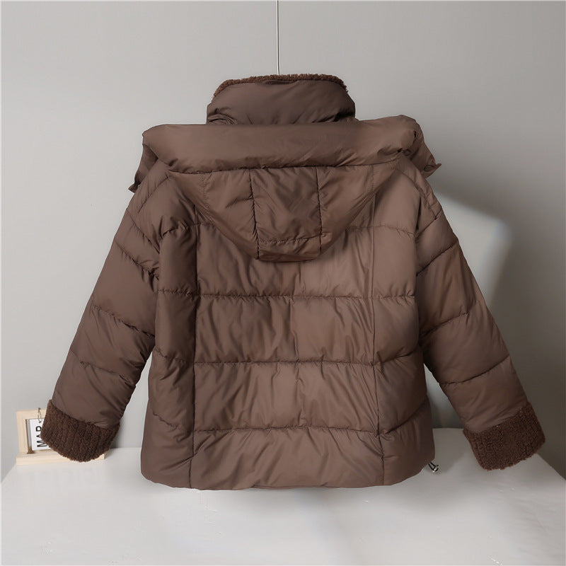 Damen nan kurze wattierte Jacke mit hochschließendem Teddykragen, Fleece-Innenfutter und verstellbarem Saum Shop Nory