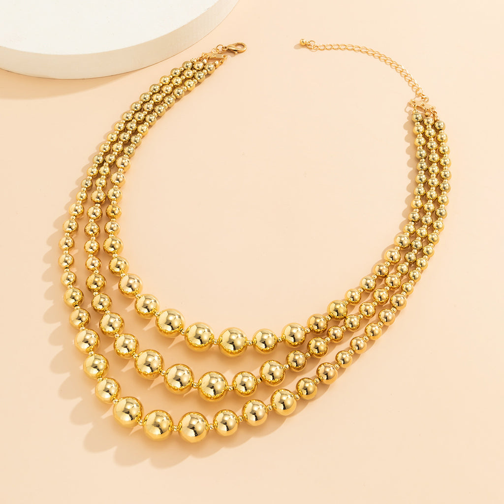 Damen mehrschichtige Kette mit glänzenden Perlen Shop Nory