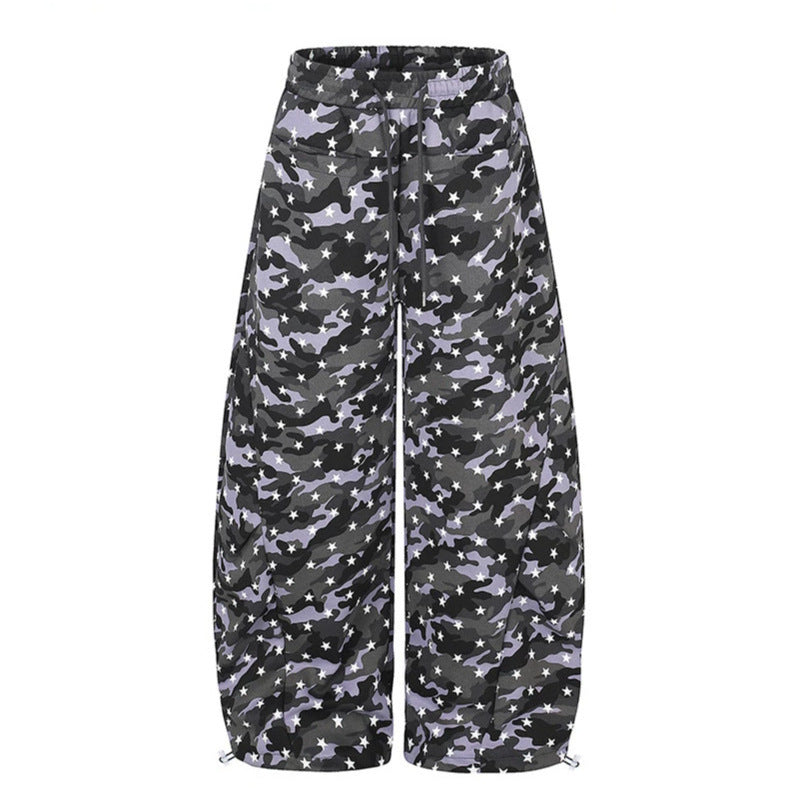 Damen Lässige Palazzohose im Balloon-Cut mit Camouflage‑Sternenprint und verstellbarem Saum Shop Nory