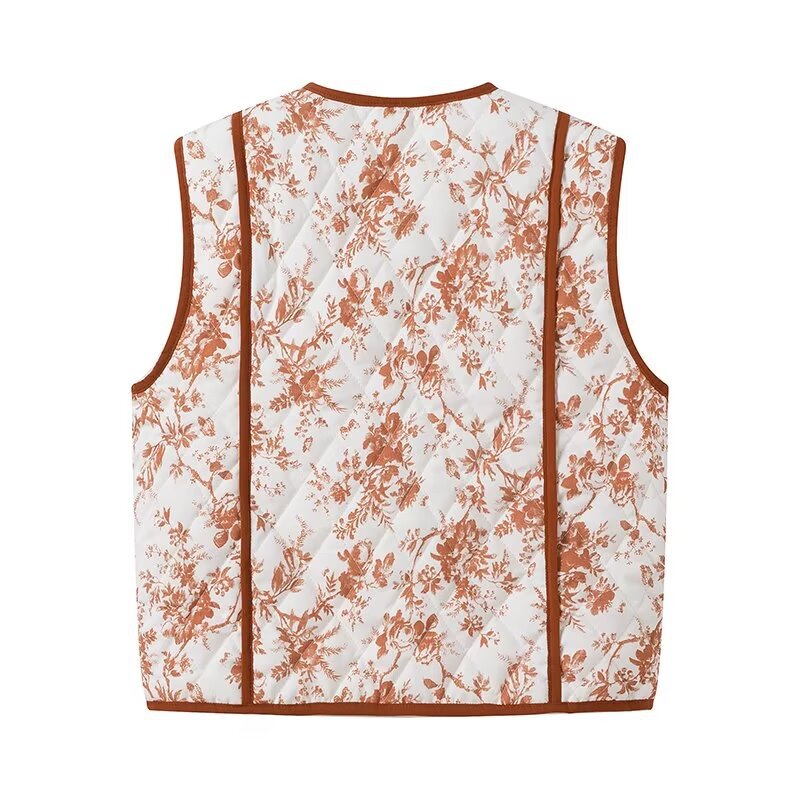 Damen Gesteppte Weste im Landhausstil mit floraler Toile‑Optik und Eingrifftaschen Shop Nory