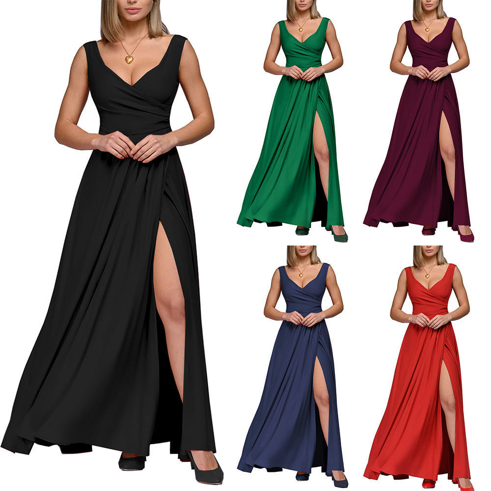Damen Maxikleid mit elegantem Wickeldesign und seitlichem Schlitz