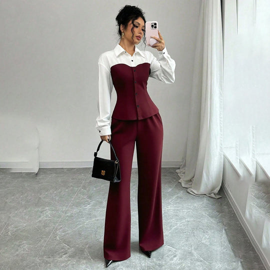 Damen Eleganter Blazer mit hochgeschnittenem Hosenanzug Shop Nory