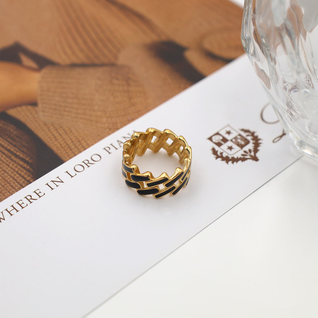 Damen Moderner, geflochtener Ring aus hochwertigem Metall Shop Nory