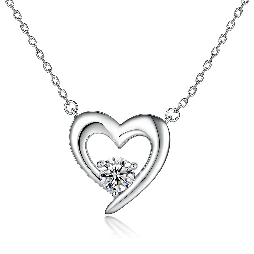 Damen Halskette mit herzförmigem Kronen-Anhänger und funkelndem Zirkonia-Besatz Shop Nory