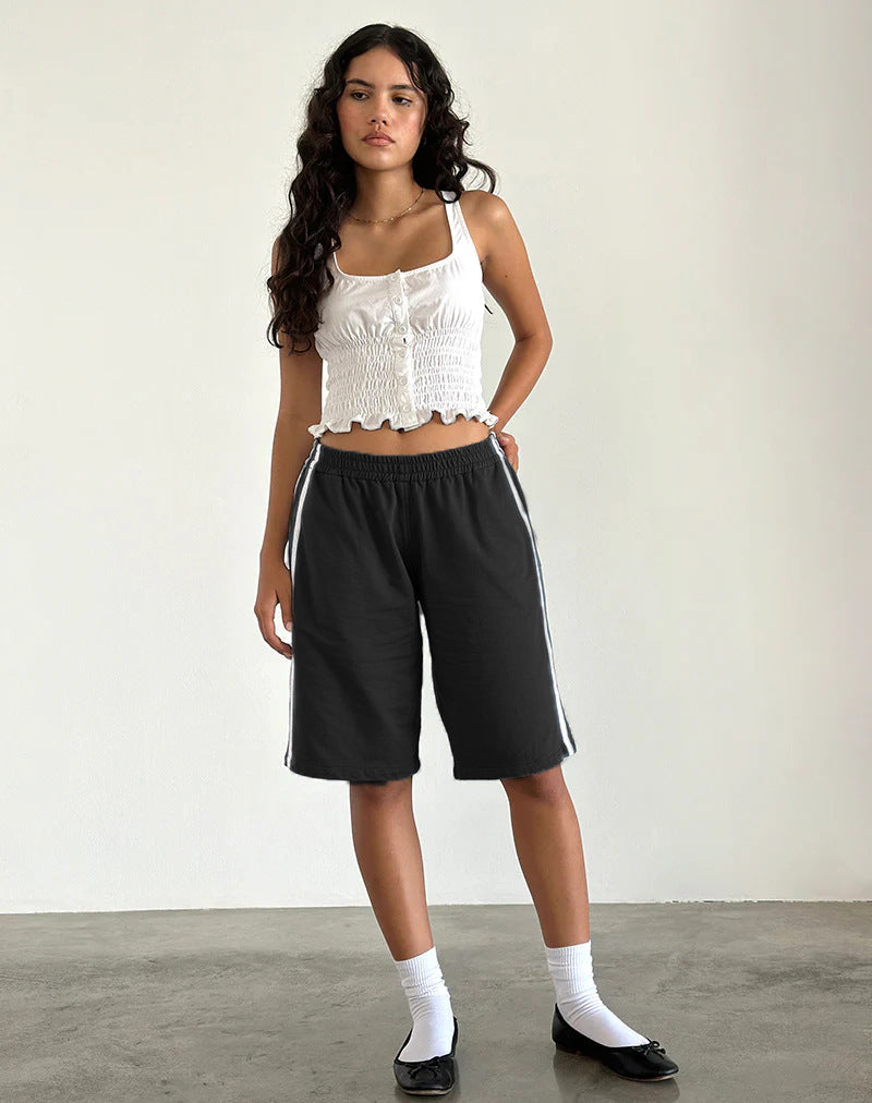 Damen lässige Sport-Bermudashorts mit seitlichen Streifen Shopnory