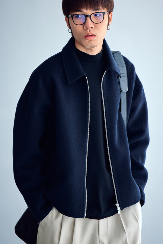Herren Wolljacke mit Reißverschluss und weiter Passform Shop Nory