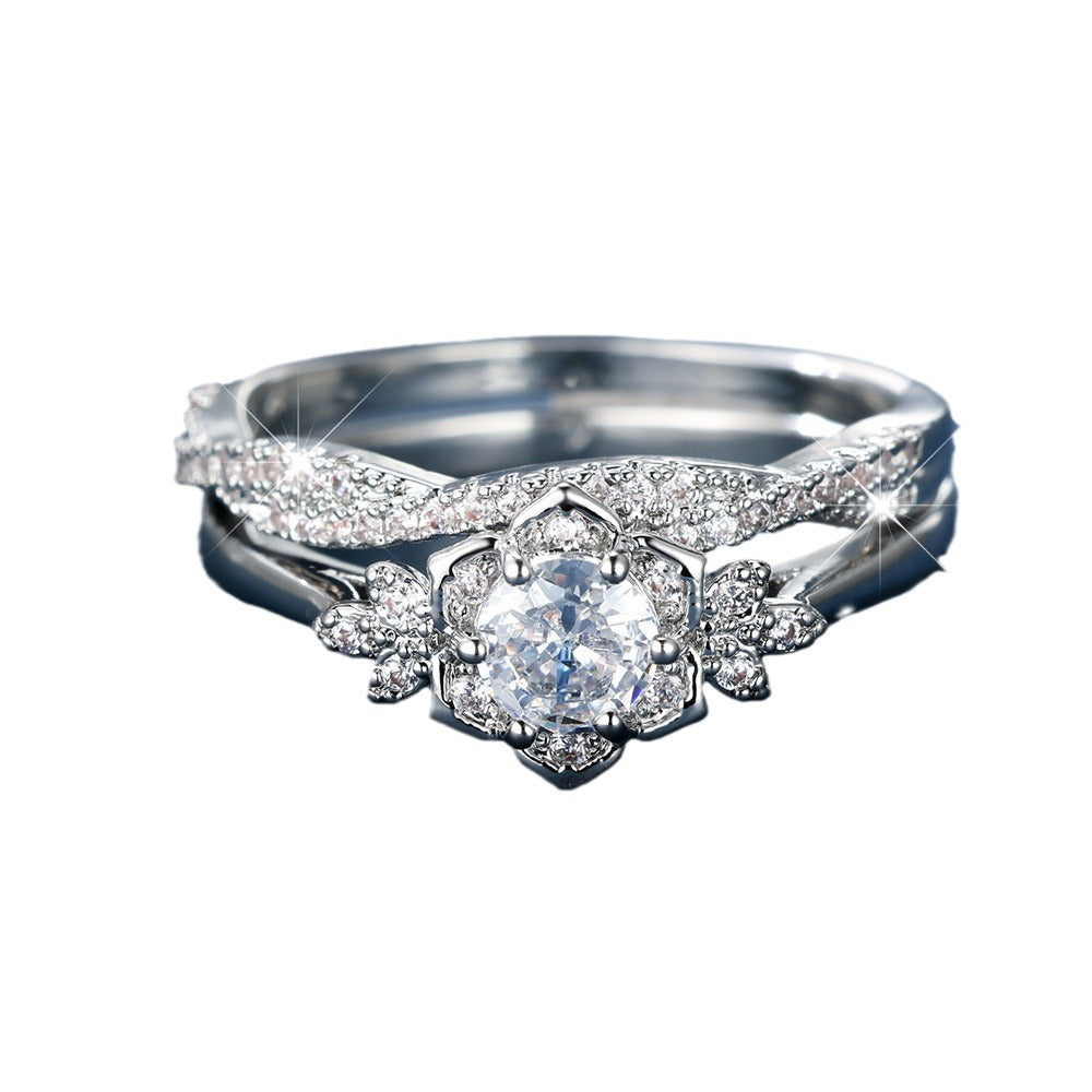 Damen Ring set mit floralem Design und funkelnden Zirkonia Shop Nory