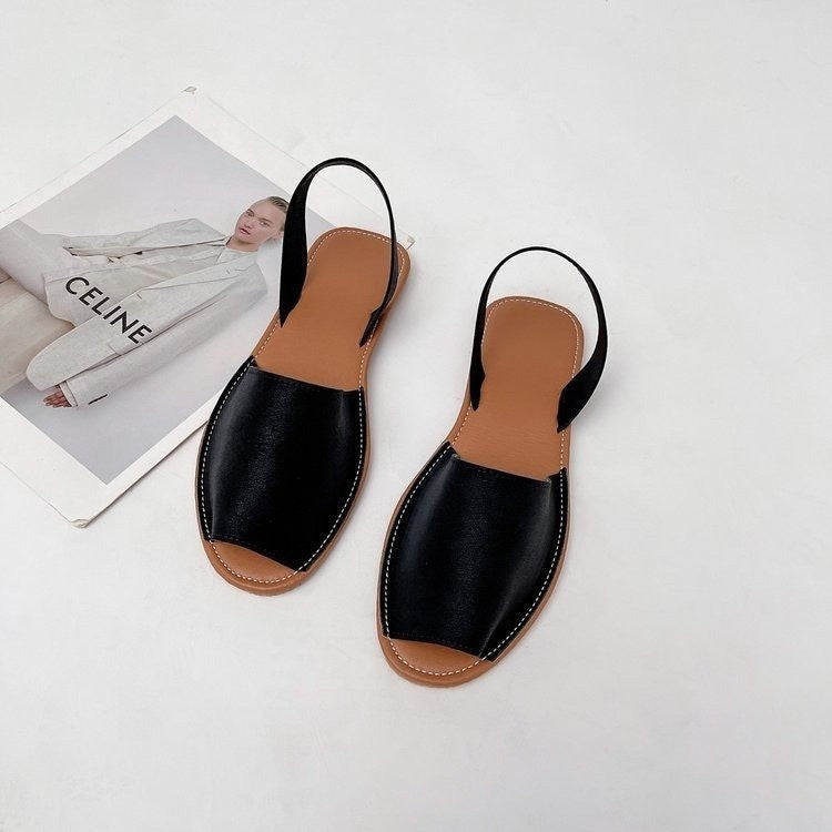 Damen Offene Slingback Sandalen aus hochwertigem Leder mit komfortablem Fußbett