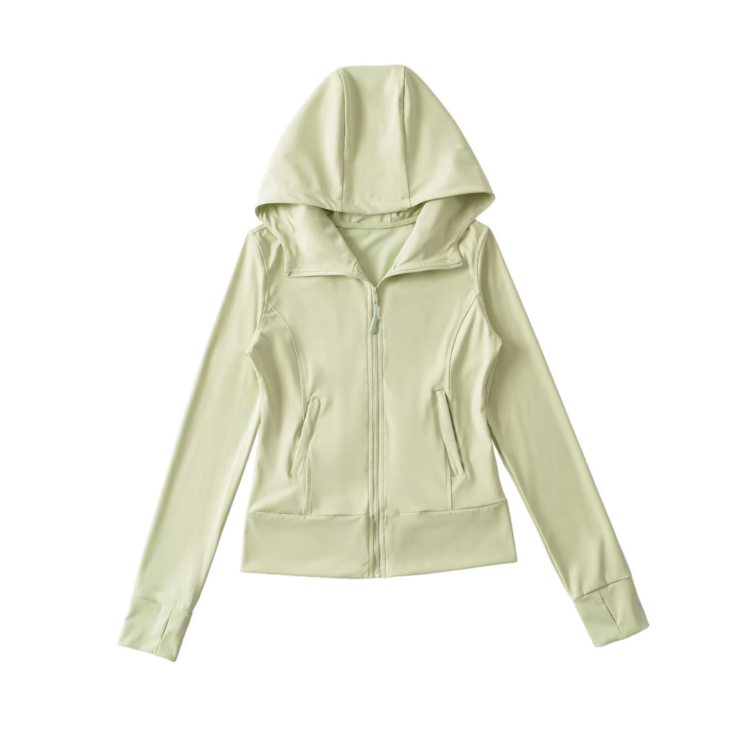 Damen Kapuzen-Sportjacke mit durchgehendem Reißverschluss, taillierter Passform und integrierten Reißverschlusstaschen Shop Nory
