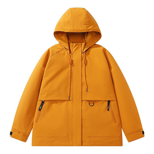 Unisex leichte wind- und wasserabweisende Kapuzenjacke im minimalistischen Utility-Stil Shop Nory