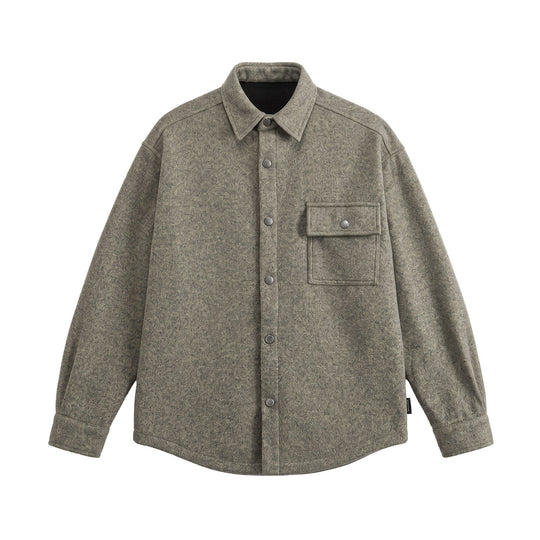 Herren Wollmix Overshirt im Hemdjackenstil mit Druckknopffront und Pattentasche Shop Nory