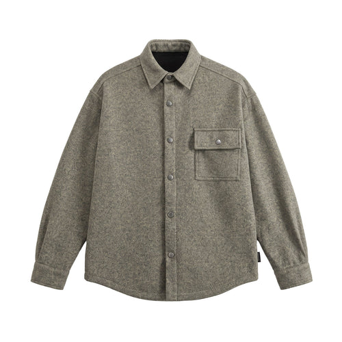 Herren Wollmix Overshirt im Hemdjackenstil mit Druckknopffront und Pattentasche Shop Nory