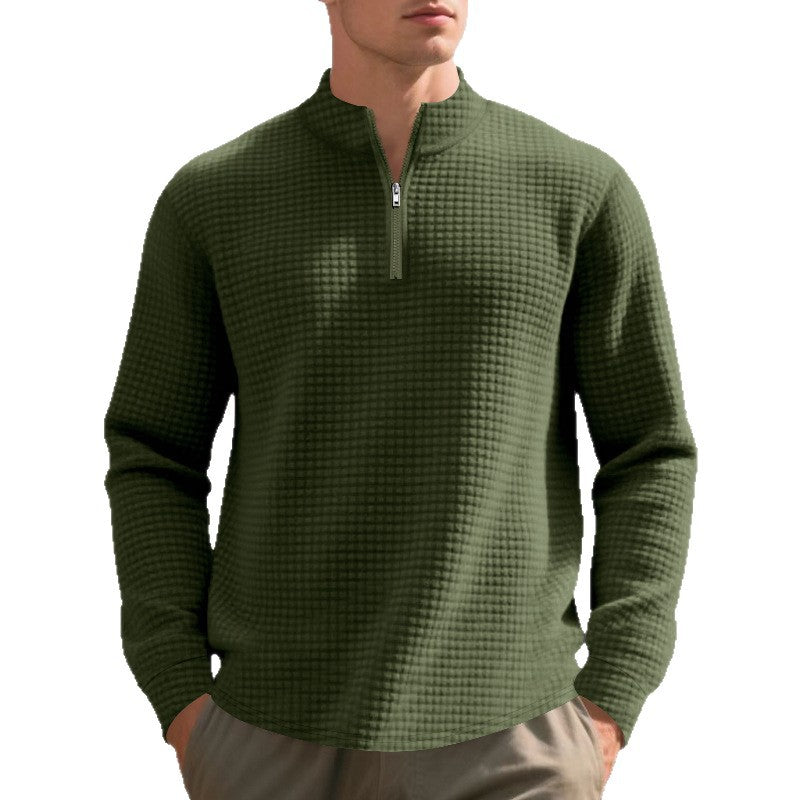 Herren Stepp-Quarter-Zip-Pullover mit Karomuster und Stehkragen Shop Nory