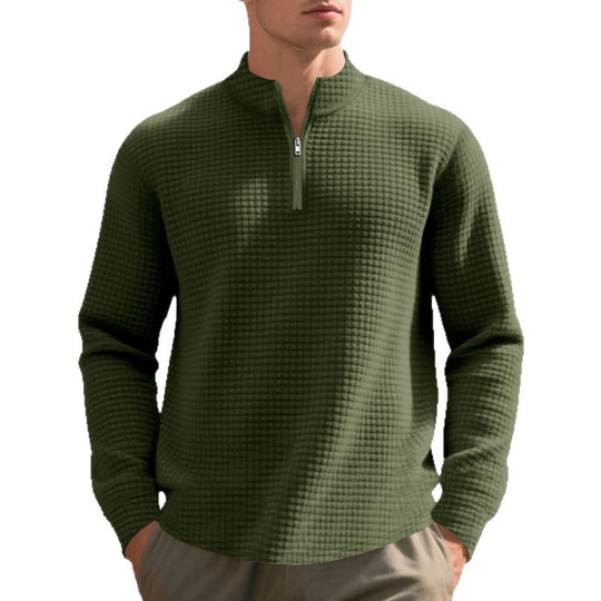 Herren Stepp-Quarter-Zip-Pullover mit Karomuster und Stehkragen Shop Nory