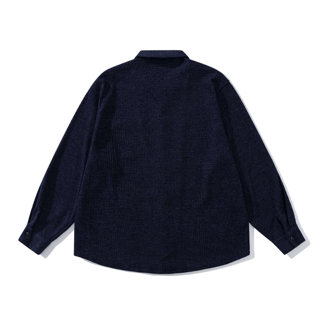 Unisex strukturierte Strick-Hemdjacke mit Kentkragen und aufgesetzter Brusttasche Shop Nory