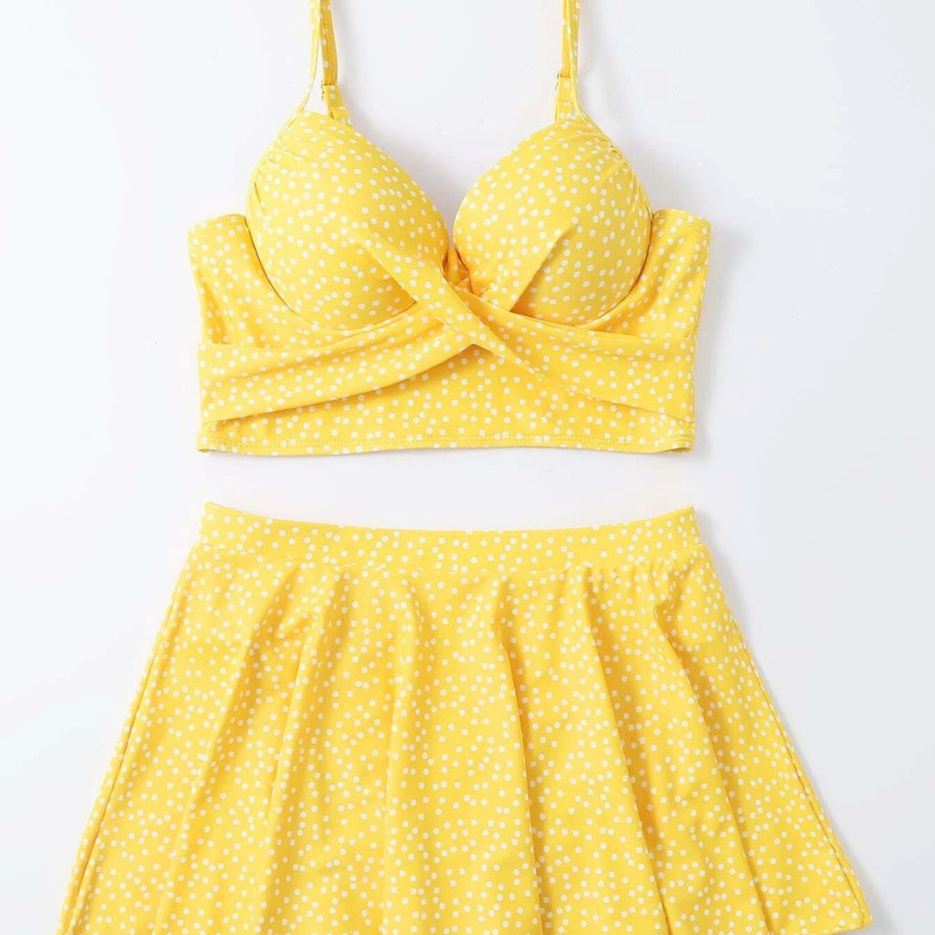 Damen Tankini-Set mit verspieltem Rock und gepolstertem Oberteil