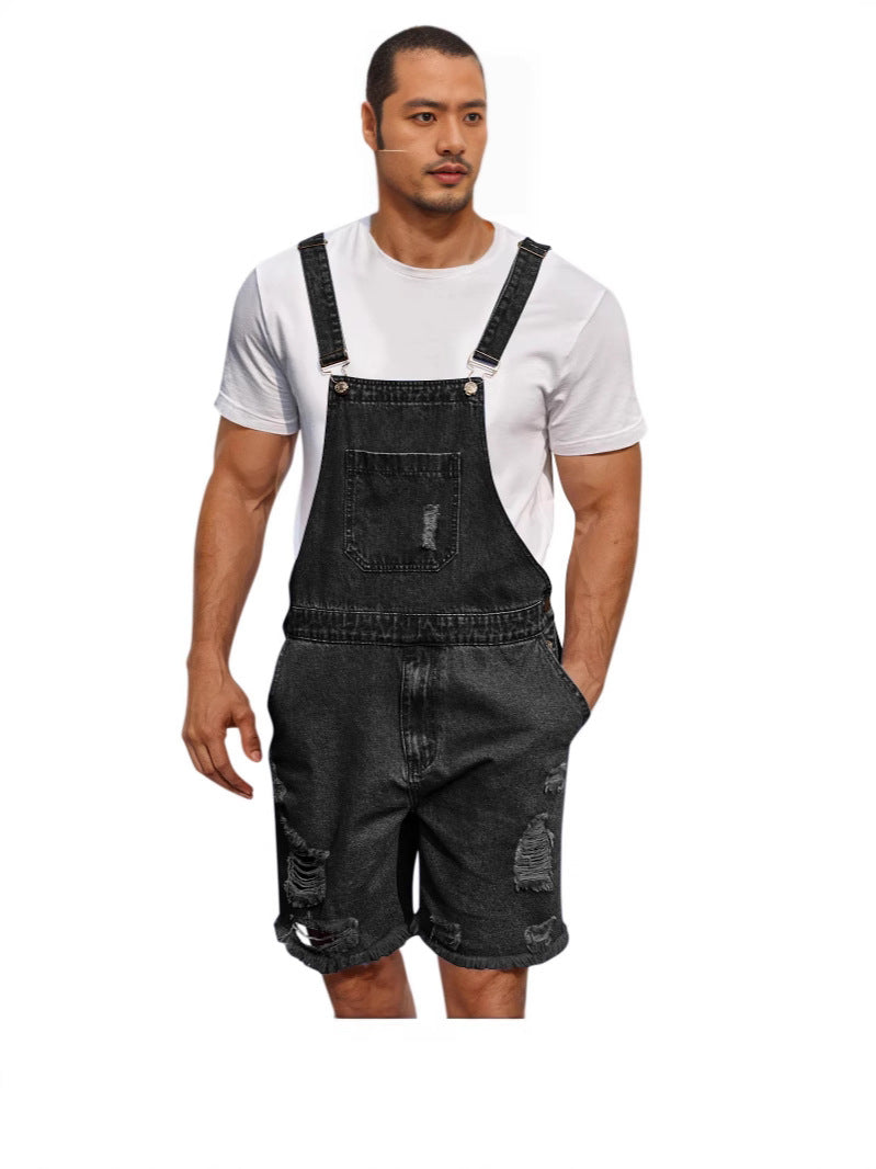 Herren Lässige Denim-Latzhose im distressed Look