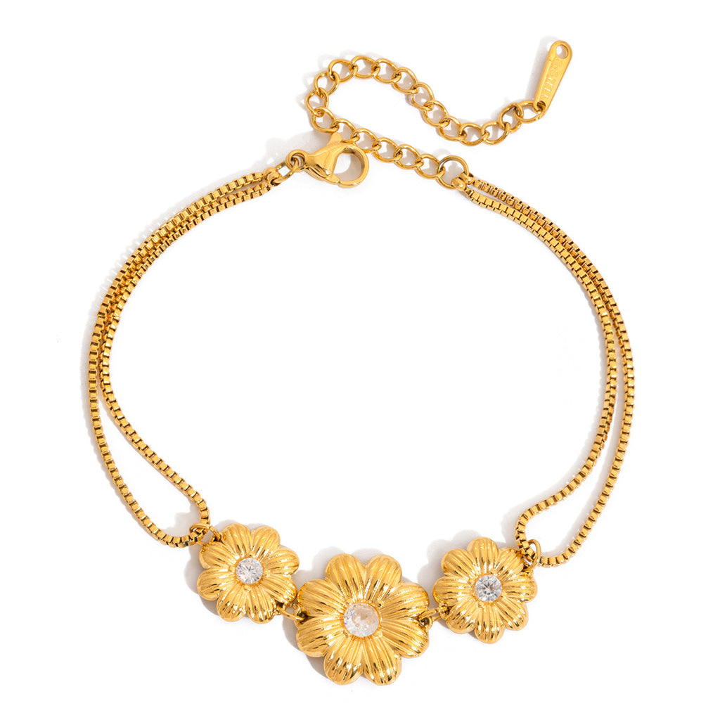 Damen Halskette mit eleganten Blumenanhängern aus hypoallergenem Edelstahl Shop Nory