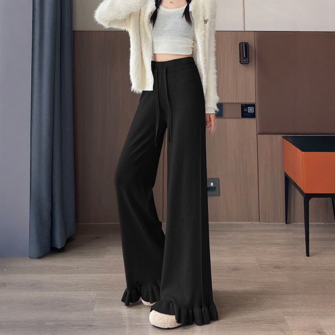 Damen Elegante, weiche Lounge-Hose mit Rüschenabschluss Shop Nory