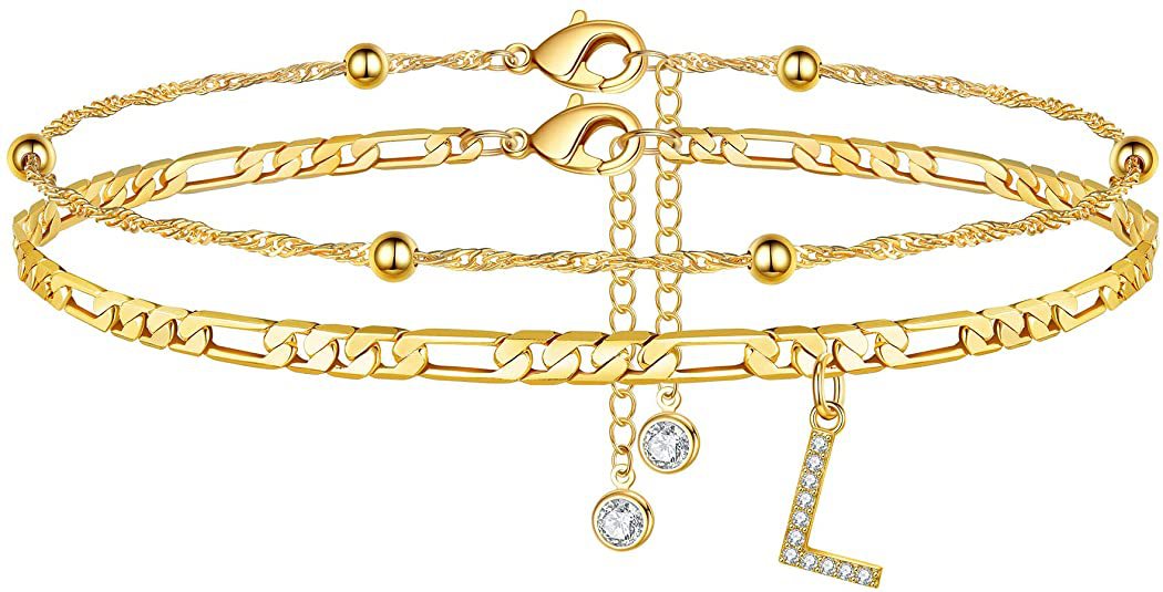 Damen Fußkettchen mit personalisiertem Anhänger und funkelnden Zirkonia-Elementen Shop Nory