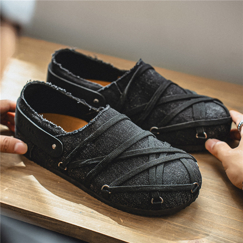 Herren lässige Slipper im Denim-Look mit elastischen Riemen, verstellbarem Fersenriemen und profilierter Gummisohle Shop Nory