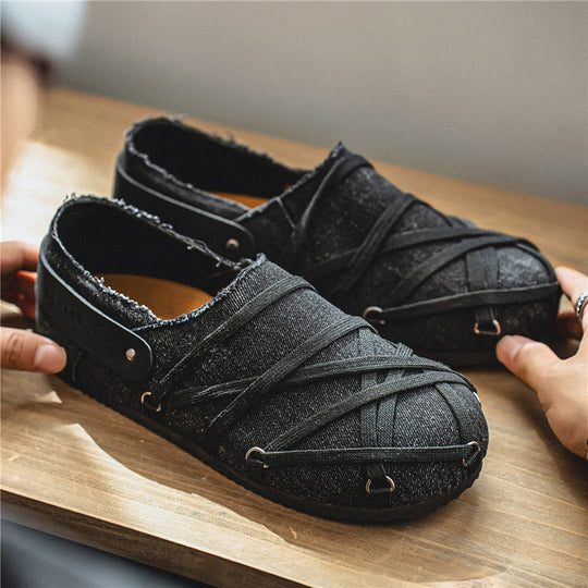 Herren lässige Slipper im Denim-Look mit elastischen Riemen, verstellbarem Fersenriemen und profilierter Gummisohle Shop Nory