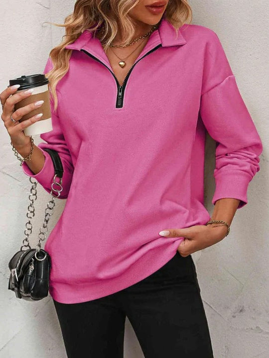 Damen Sweatshirt mit halbem Reißverschluss