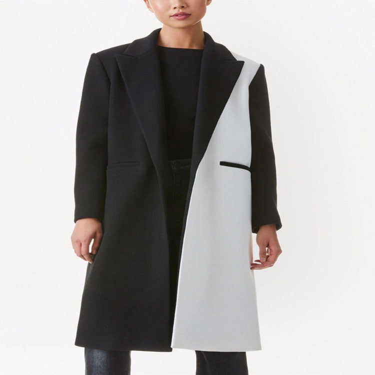 Damen Taillierter Midi‑Longcoat im Clean‑Tailoring mit kontrastiertem Innenfutter und Schalkragen Shop Nory