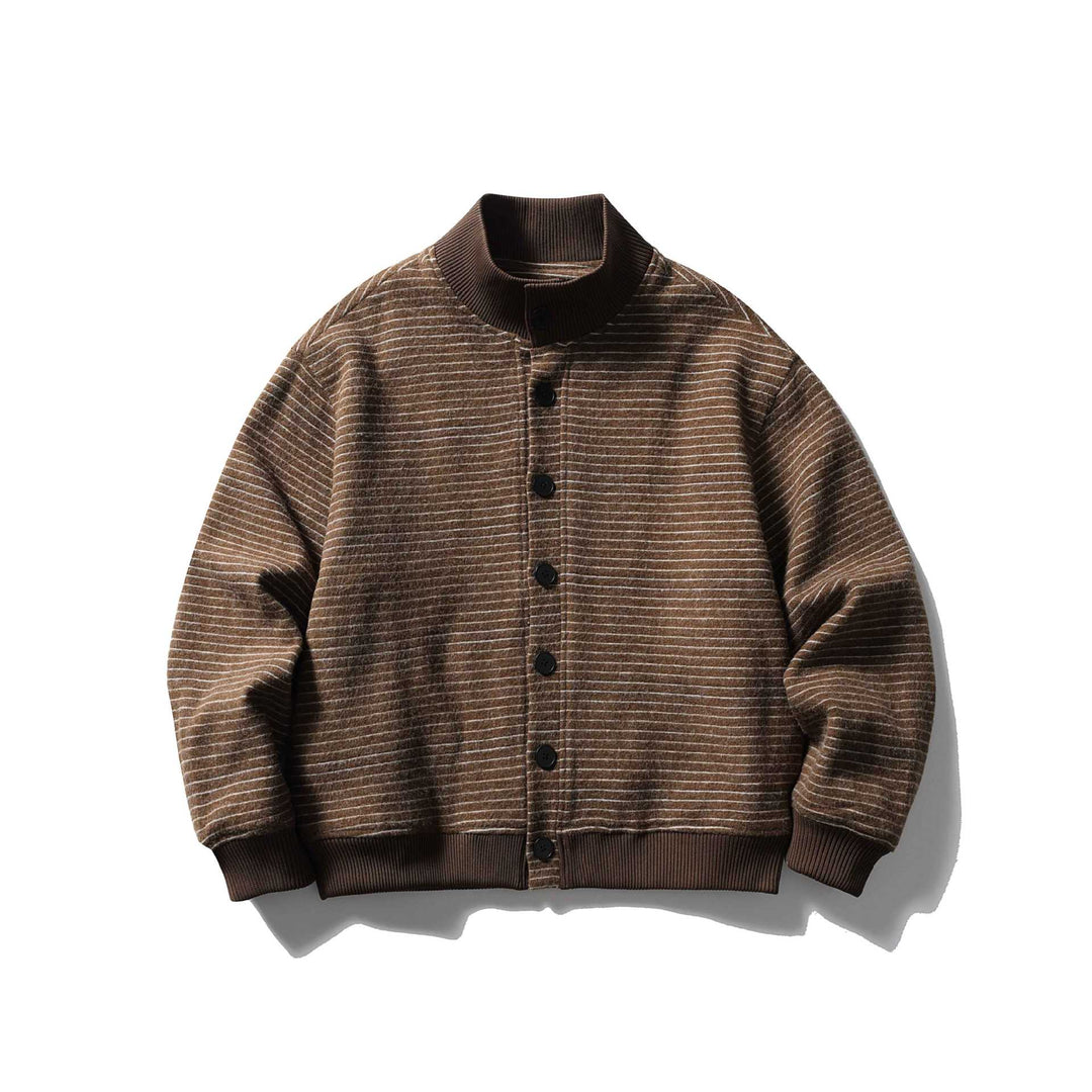 Herren Gestreifter Blouson im Boxy‑Cut mit Rippenkragen und Knopffront Shop Nory
