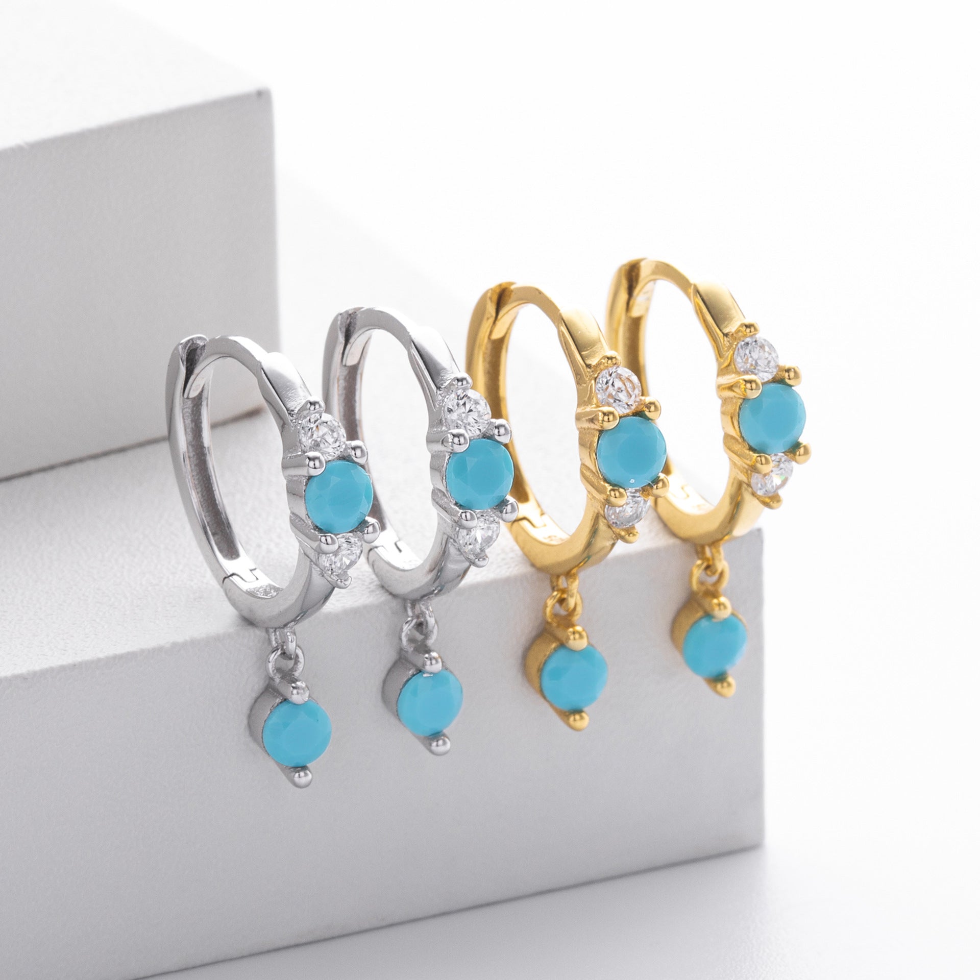 Damen Ohrhänger mit bunten Zirkonsteinen und hochwertigem 925 Sterling Silber Shop Nory