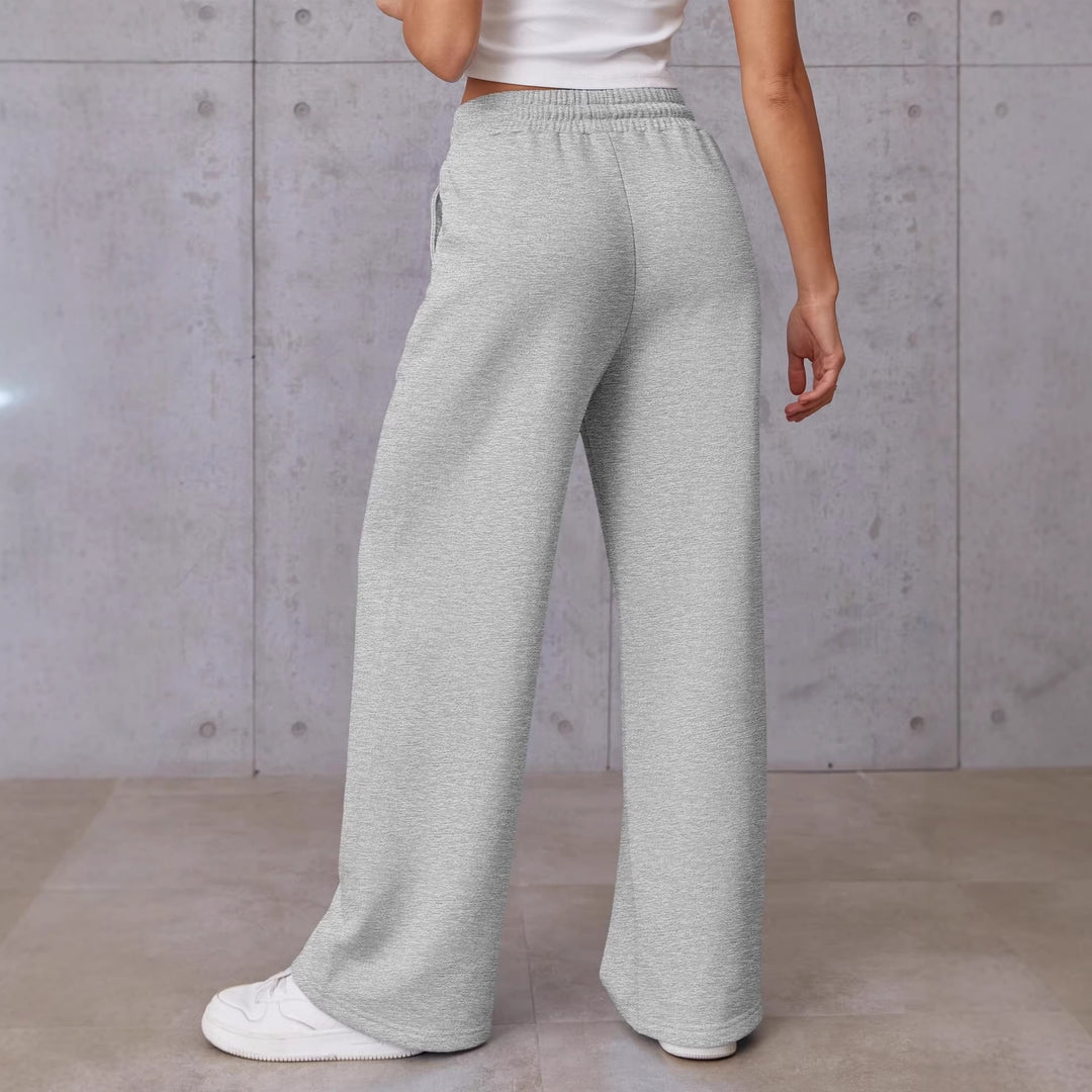 Damen nan High-Waist Relax-Freizeithose mit doppeltem Rippbund, sichtbarer Bügelfalte und weitem Bein Shop Nory