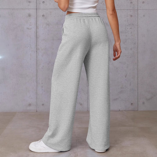 Damen nan High-Waist Relax-Freizeithose mit doppeltem Rippbund, sichtbarer Bügelfalte und weitem Bein Shop Nory