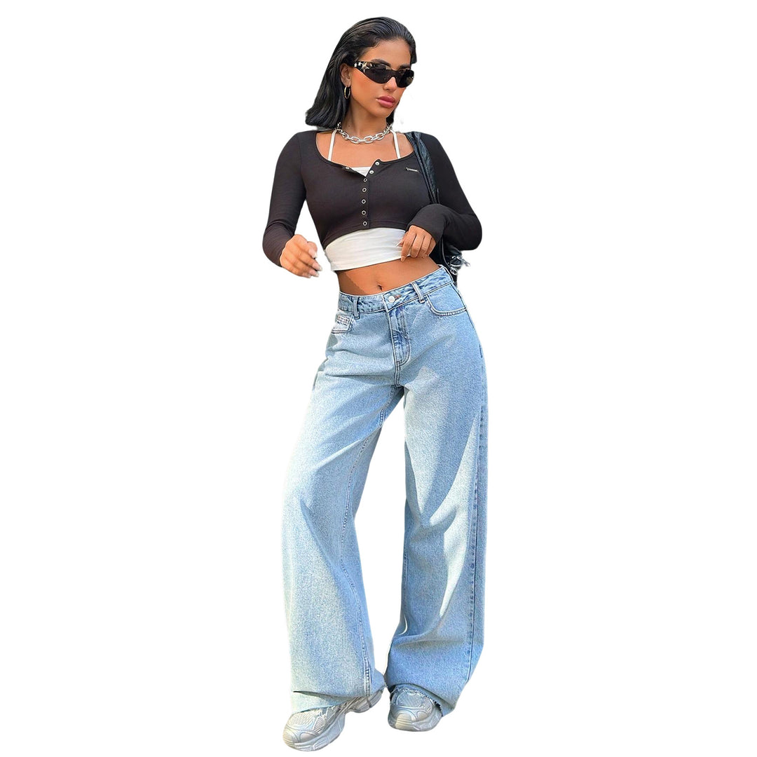 Damen High‑Waist Oversize-Jeans mit weitem Bein und seitlichen Keilschlitzen Shop Nory