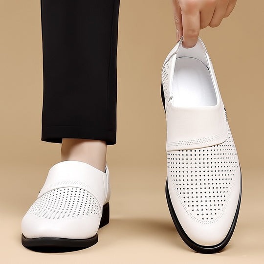Herren Eleganter Slip-On Business-Halbschuh mit spitzer Zehenkappe und dezenter Perforation Shop Nory