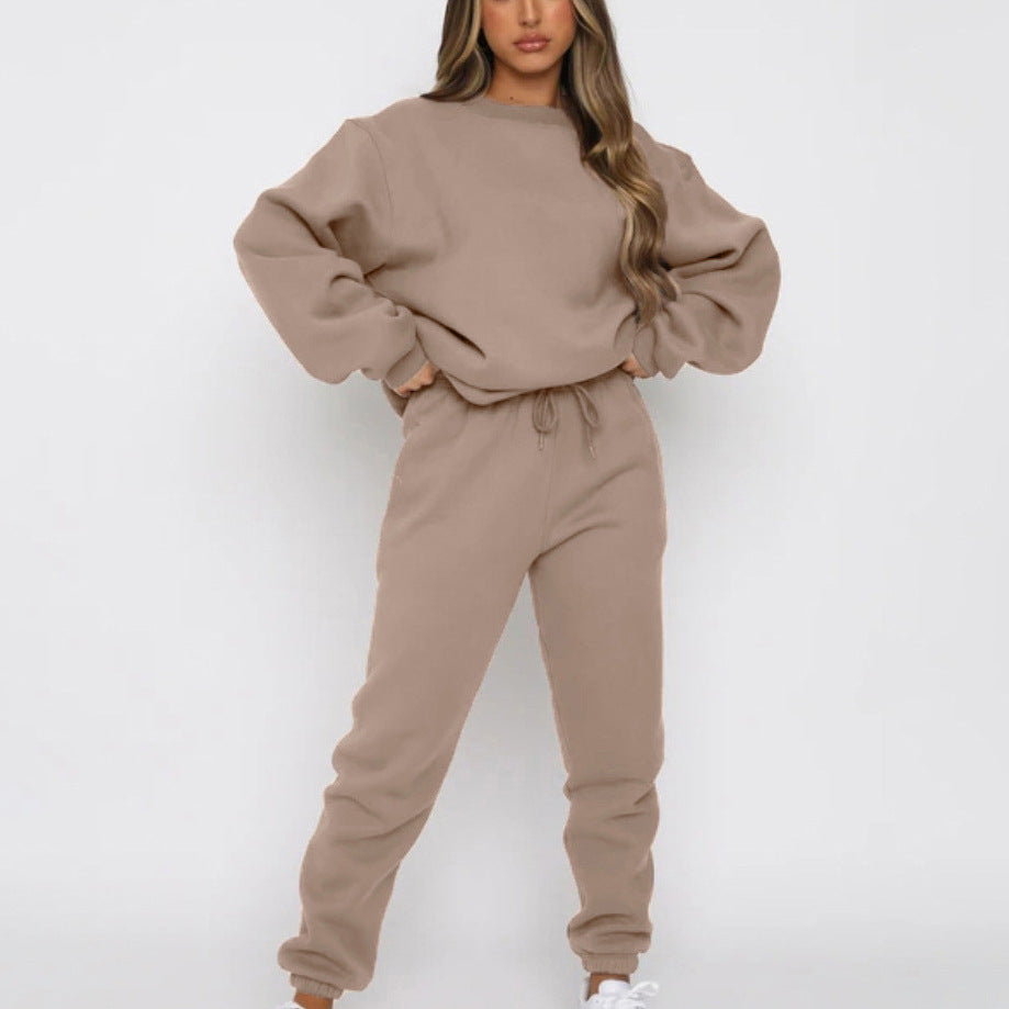 Damen kuscheliges Relax-Sweatshirt- und Jogger-Set aus angerautem Baumwollmix mit Raglanärmeln Shop Nory