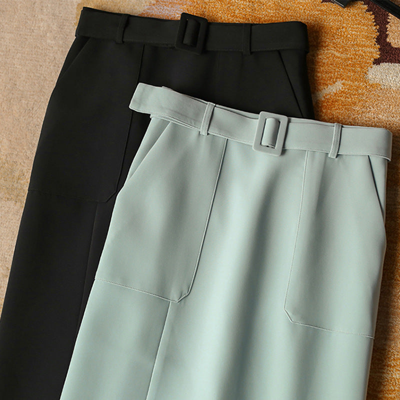 Damen Eleganter High-Waist Bleistiftrock mit Gürtel Shop Nory