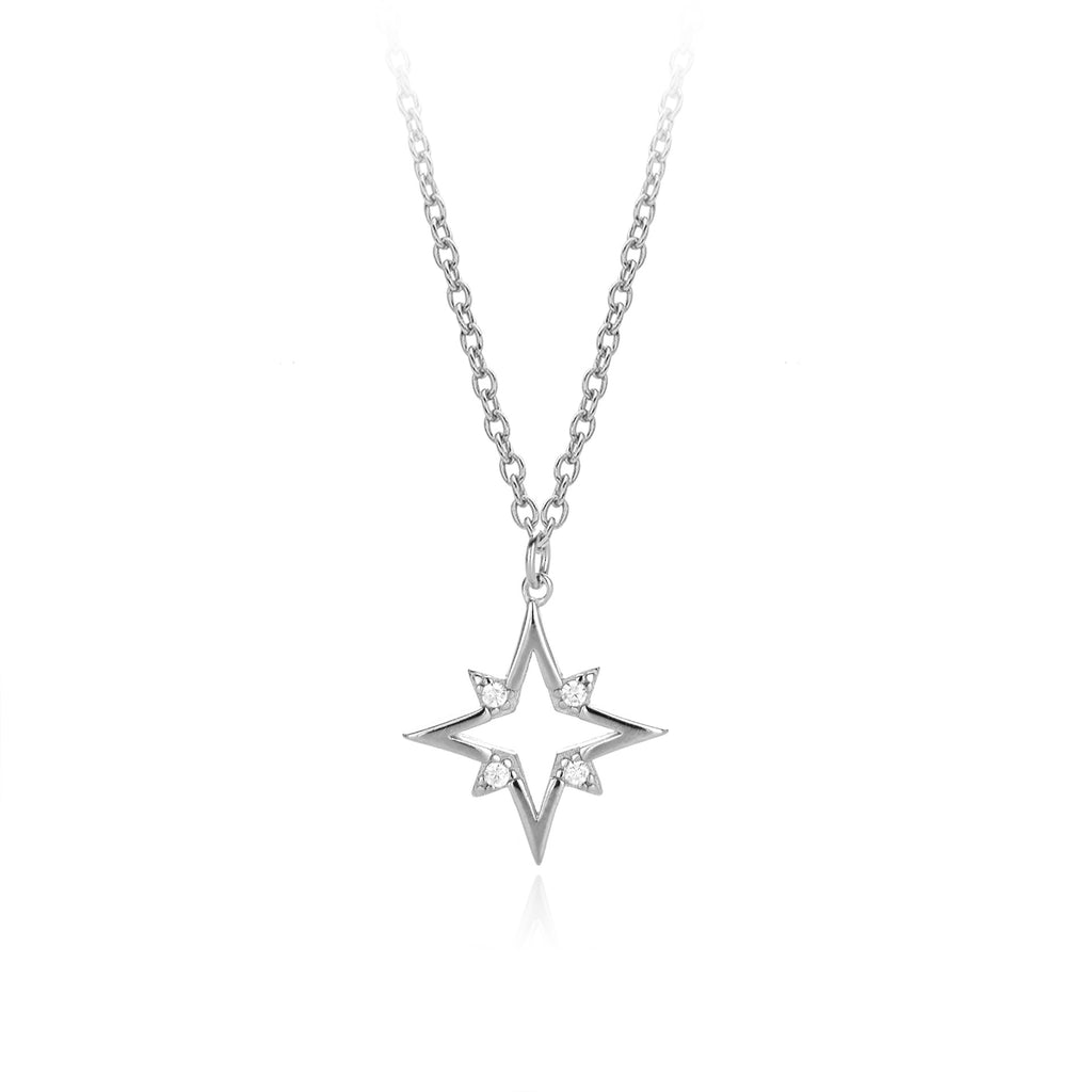 Damen Halskette mit funkelndem Sternenanhänger aus hochwertigem 925 Sterling Silber Shop Nory