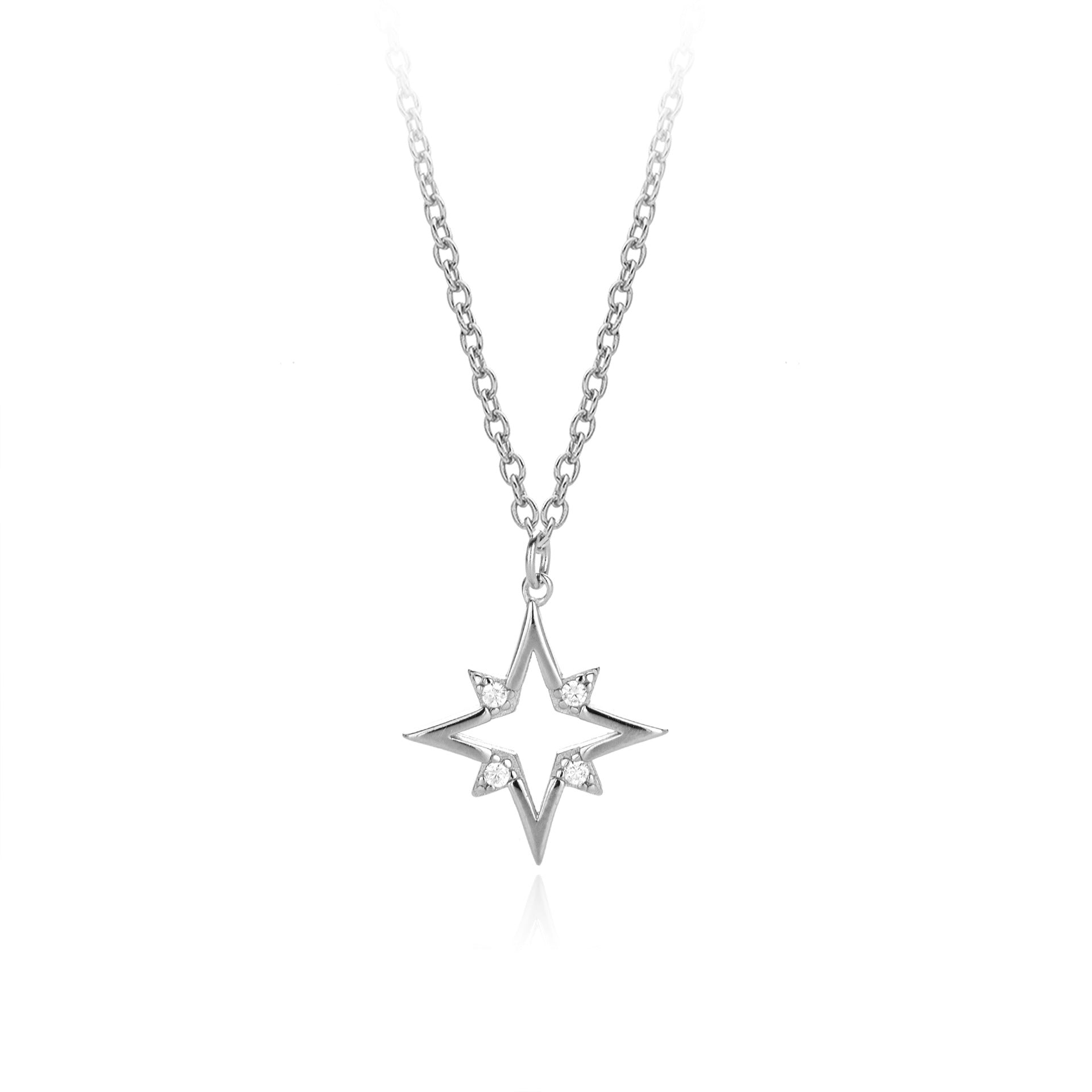 Damen Halskette mit funkelndem Sternenanhänger aus hochwertigem 925 Sterling Silber Shop Nory