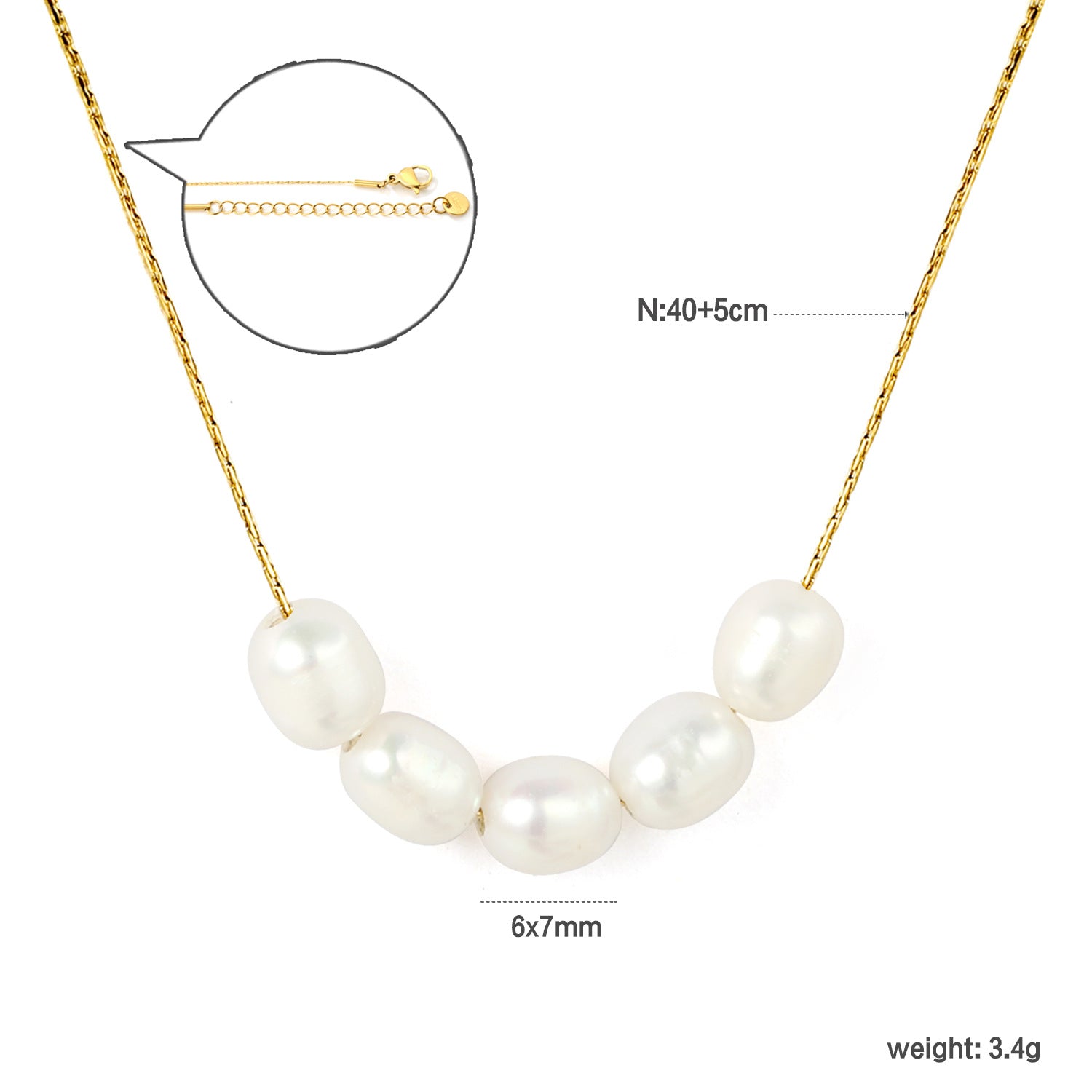 Damen luxuriöse Edelstahlkette mit Perlenakzenten Shop Nory
