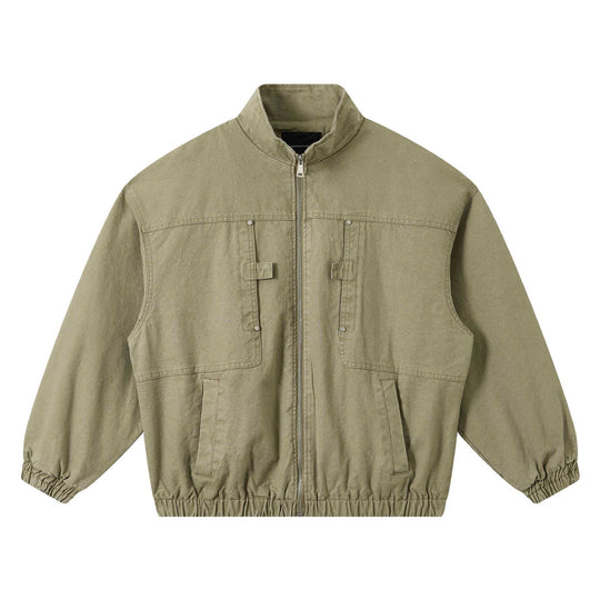 Unisex Kurze Canvas-Fieldjacke im Utility‑Look mit hohem Stehkragen und elastischem Saum Shop Nory