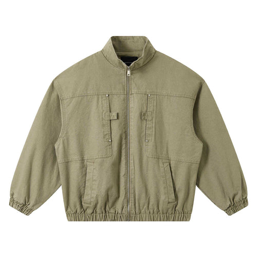 Unisex Kurze Canvas-Fieldjacke im Utility‑Look mit hohem Stehkragen und elastischem Saum Shop Nory