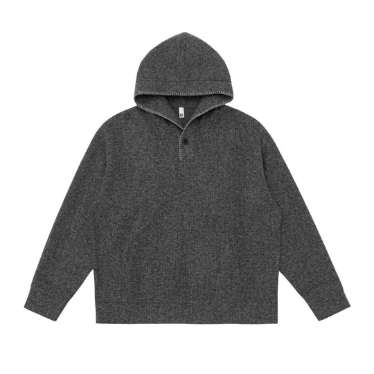 Unisex Kapuzenpullover aus Wollfleece mit halber Knopfleiste und Kängurutasche Shop Nory
