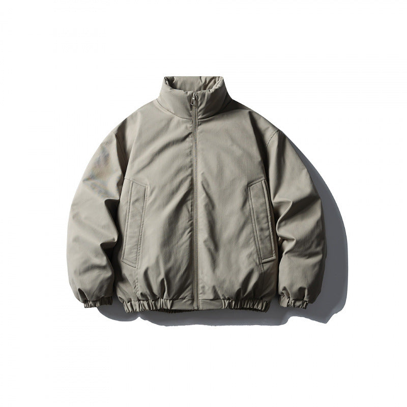 Unisex Boxy-kurz geschnittene wattierte Übergangsjacke mit hohem Stehkragen und elastischem Saum Shop Nory