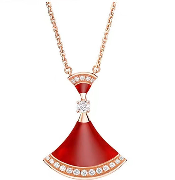 Damen Halskette mit elegantem fächerförmigem Anhänger und funkelnden Kristallen Shop Nory