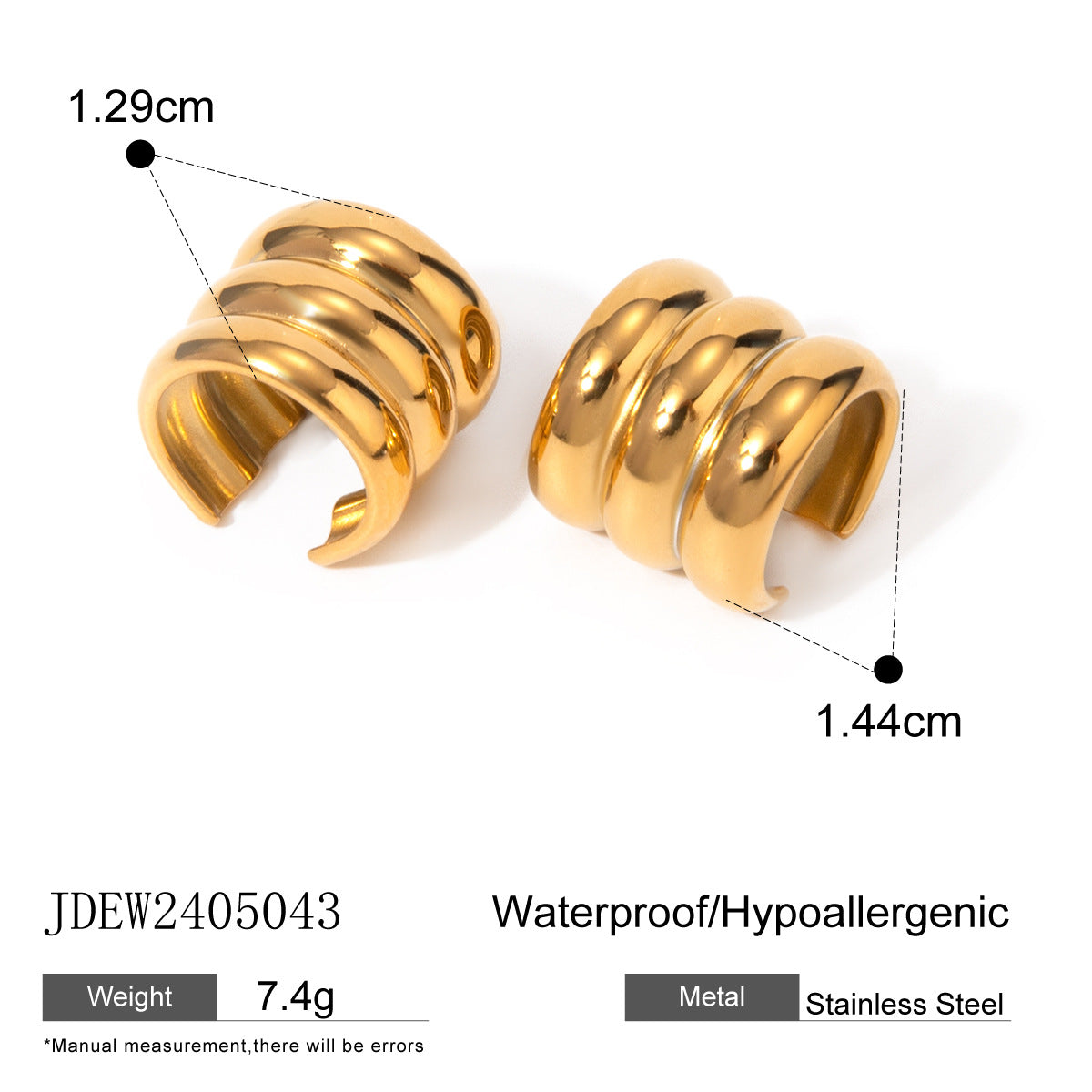 Damen Ohrhänger mit gewelltem Design aus hypoallergenem Edelstahl Shop Nory