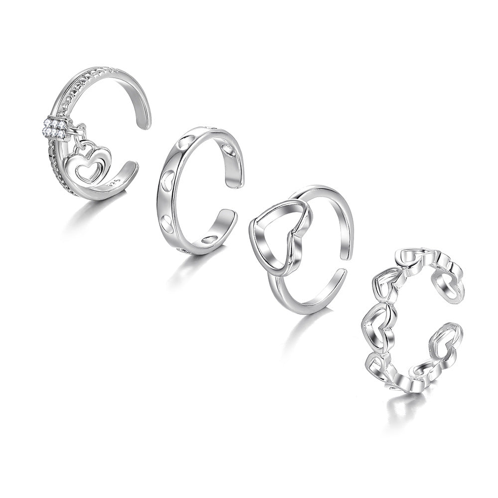 Damen Ring-Set mit verspielten Herzen und eleganten Zirkonia-Elementen Shop Nory