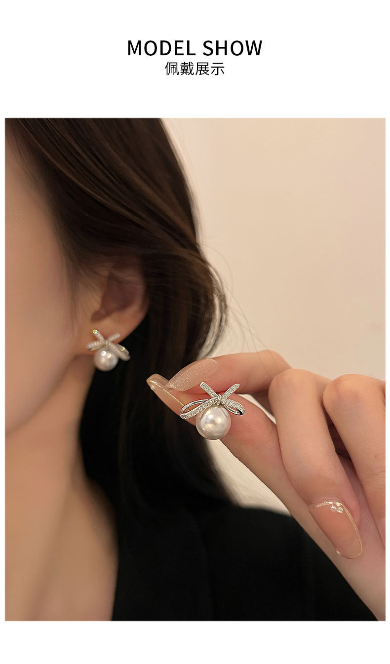 1 Paar 925 Sterling Silber Zirkon 925 Sterling Silber Ohrringe Schleifen-Knoten Ohrringe | Shop Nory