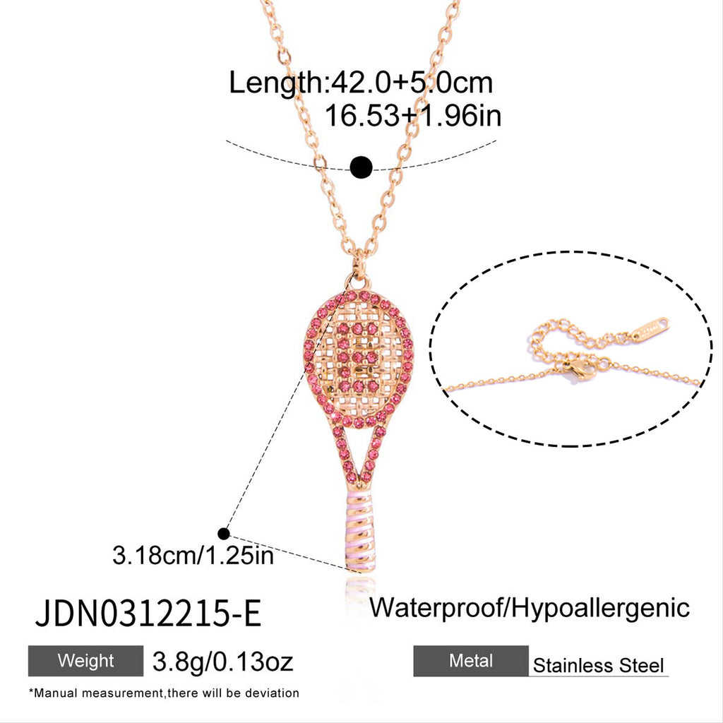 Damen Halskette mit Tennis-Racket-Anhänger und funkelnden Zirkonia Shop Nory